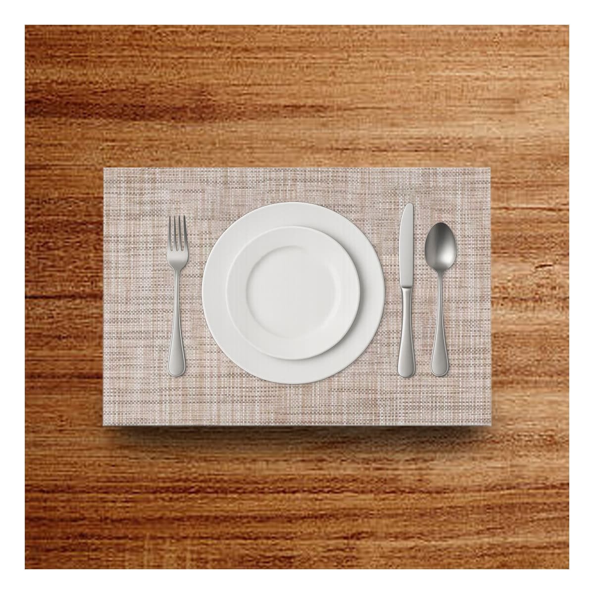 PACK2 KIT DE MESA INDIVIDUALES MOSTAZA JASPEADO 6 PIEZAS FACIL DE LIMPIAR YPAPEL REGALO - 2