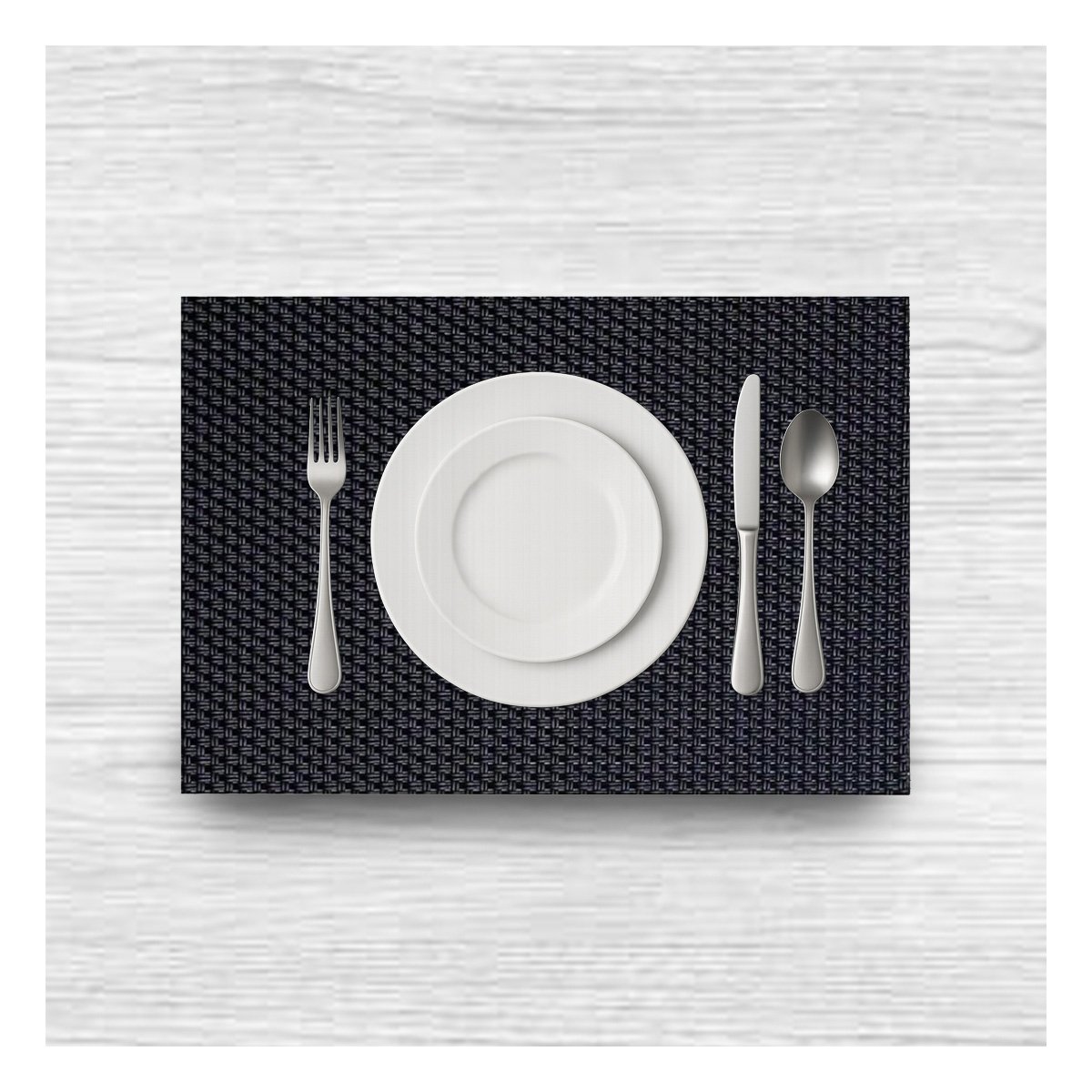 SET INDIVIDUALES DE MESA RECTANGULAR NEGRO 6 PIEZAS ANTIIMPACTO Y DURADERA YREGALO STICKER - 2