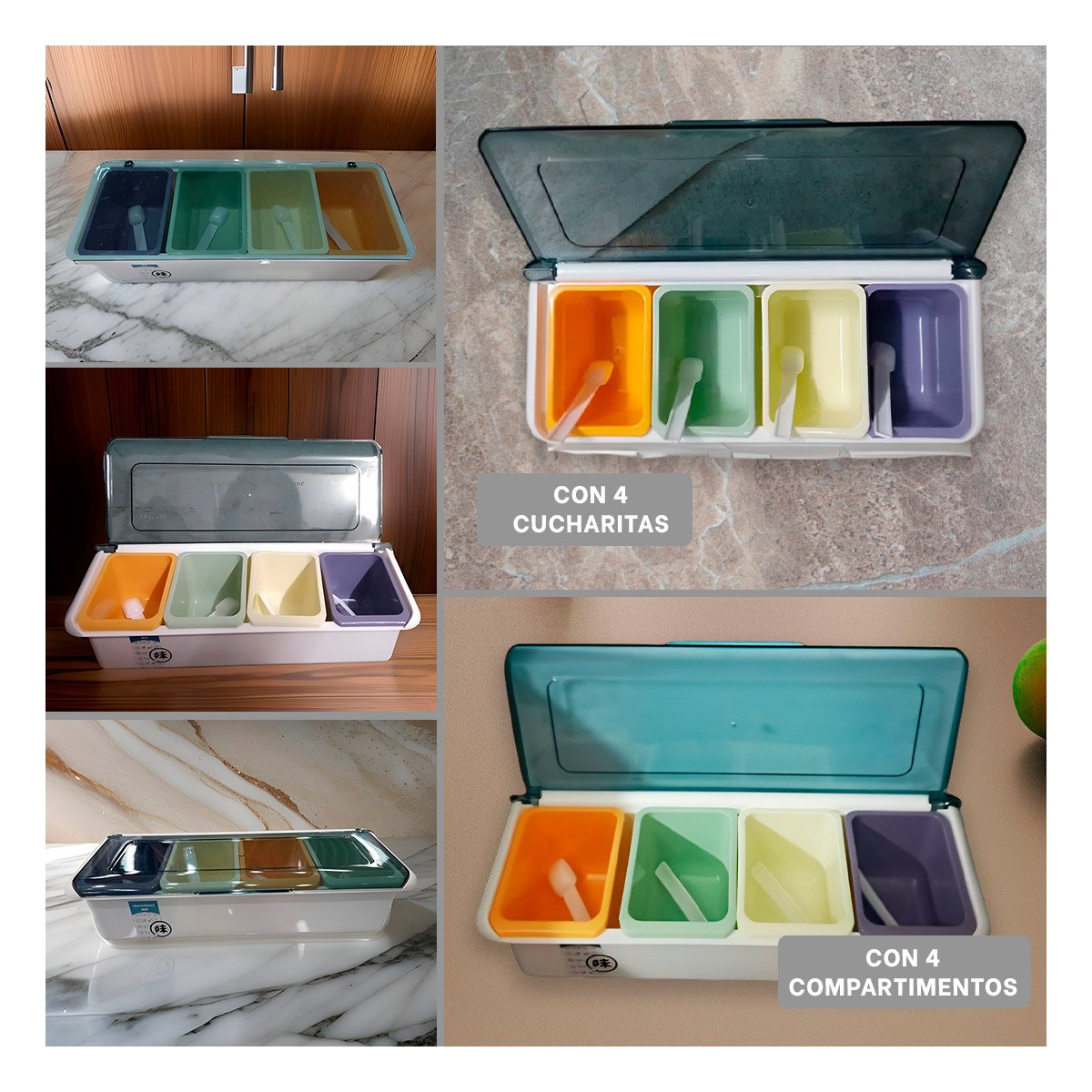 FRASCOS 4 UNIDADES CON CUCHARITAS PARA PREPARAR CONDIMENTOS YPOST IT - 2