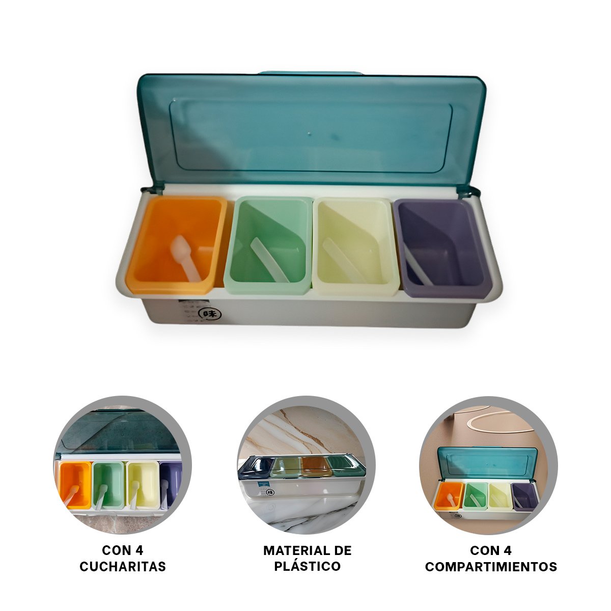 FRASCOS 4 TARROS DESMONTABLES CON CUCHARITAS PARA COCINA Y MESA YPAPEL REGALO - 5