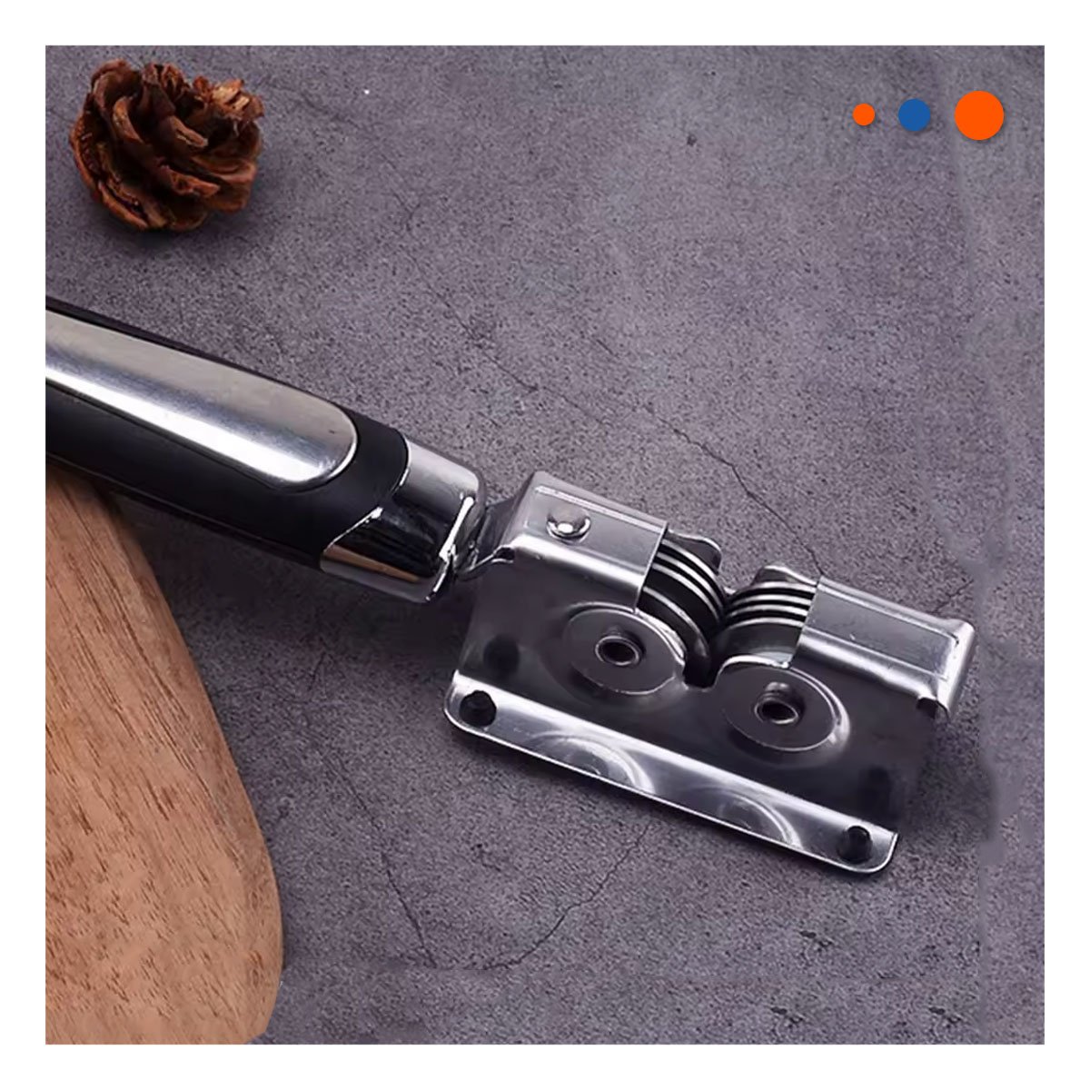 HERRAMIENTA AFILADORA DE CUCHILLO CON MANGO PLATEADO Y NEGRO PARA COCINA DIARIA YPAPEL REGALO - 2