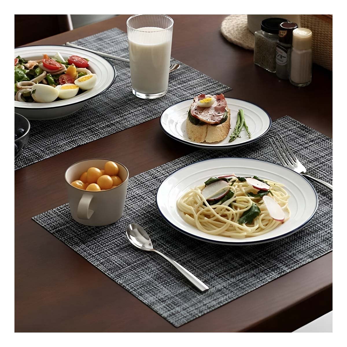 SET INDIVIDUALES DE MESA PLOMO JASPEADO 6 PIEZAS RESISTENTE Y FACIL DE USAR - 1