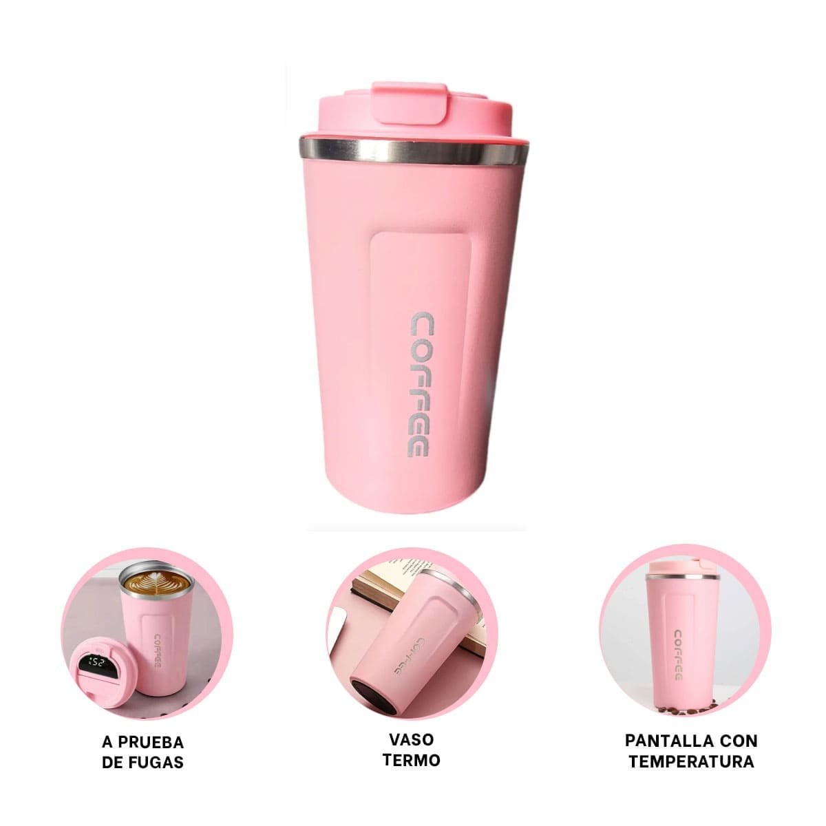 CONTENEDOR TERMICO DIGITAL 510ML ROSADO CON PANTALLA INTEGRADA SEGURA YPOST IT - 5