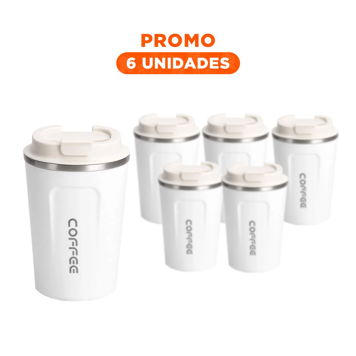 PACK6 TAZA CON DISPLAY DIGITAL 510ML BLANCO PARA RUTINA DIARIA YREGALO STICKER - 1