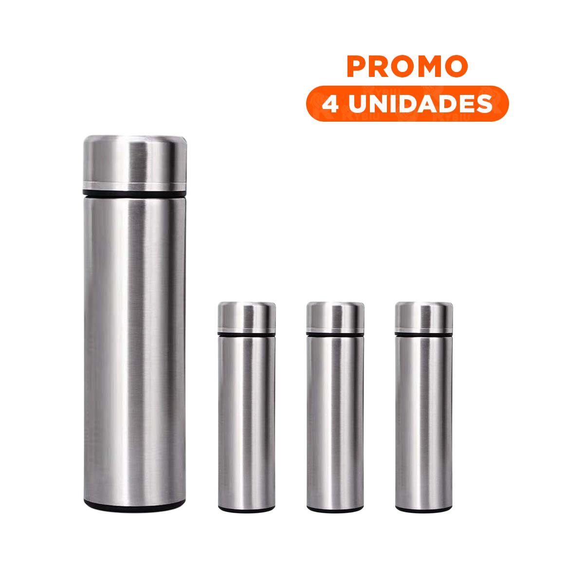 PACK4 RECIPIENTE DIGITAL 500 ML PLATEADO CON INDICADOR Y FILTRO DE TE - 1
