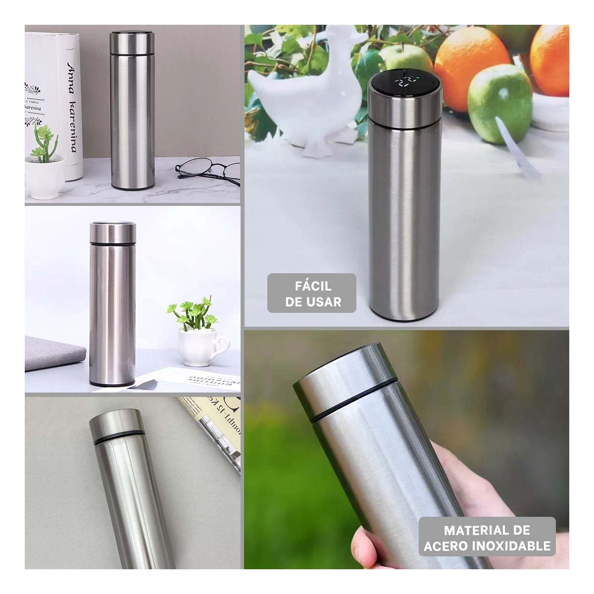 CONTENEDOR INTELIGENTE DIGITAL 500 ML PLATEADO CON FILTRO PARA TE YPOST IT - 2