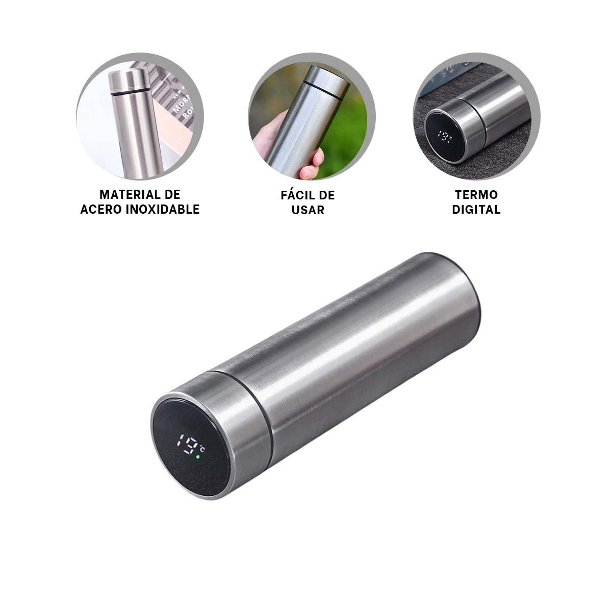CONTENEDOR INTELIGENTE DIGITAL 500 ML PLATEADO CON FILTRO PARA TE YPOST IT - 5