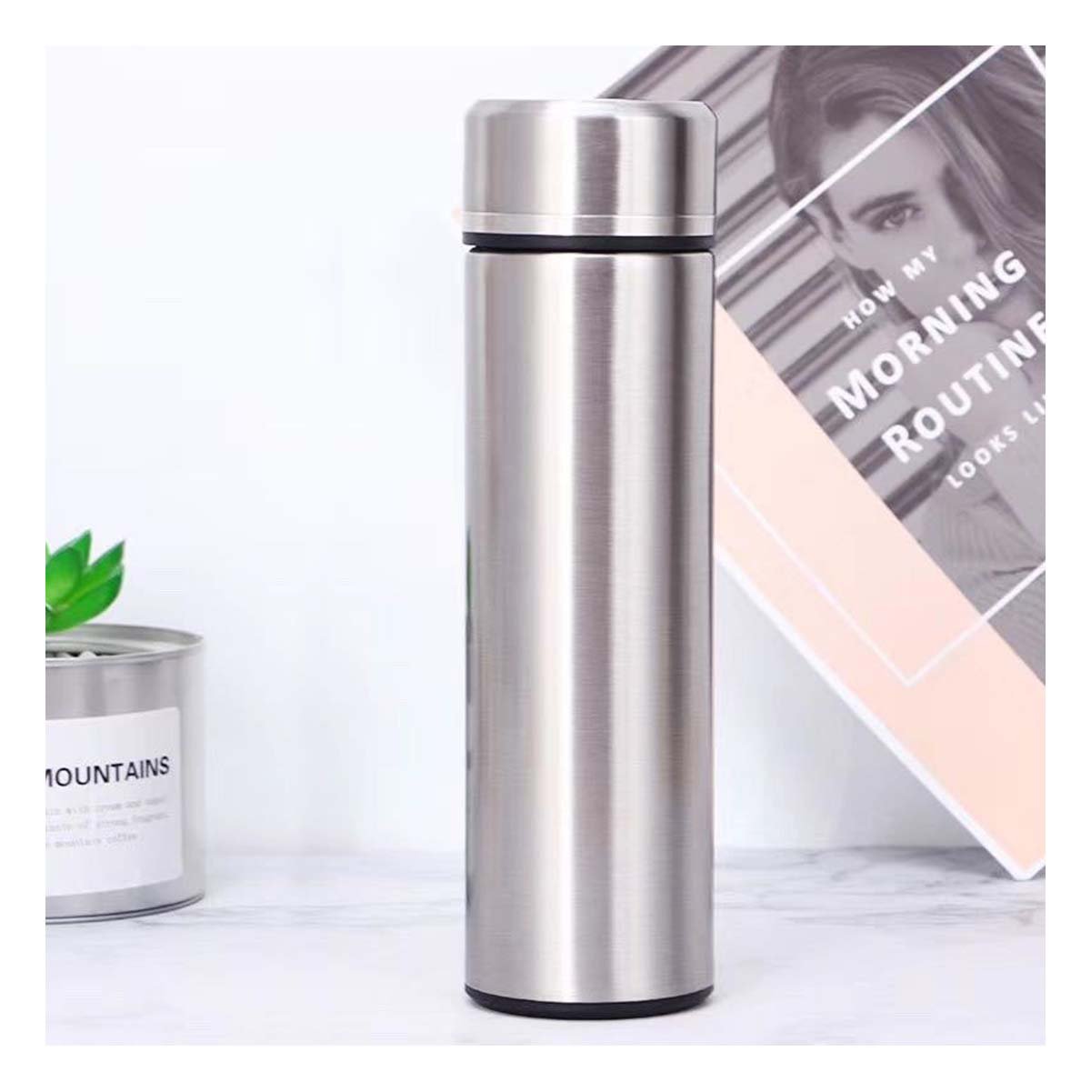 RECIPIENTE TERMICO DIGITAL 500 ML PLATEADO CON FILTRO INTERIOR YLIGAS REGALO - 3