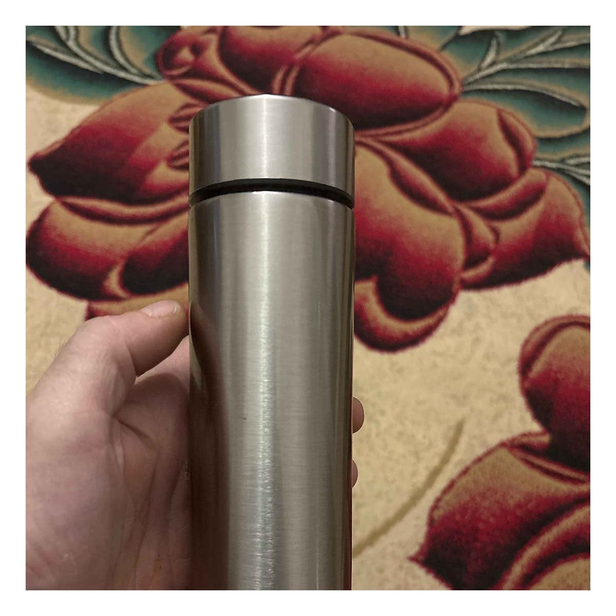 VASO TERMICO DIGITAL 500 ML PLATEADO CON FILTRO PARA INFUSIONES YPAPEL REGALO - 1