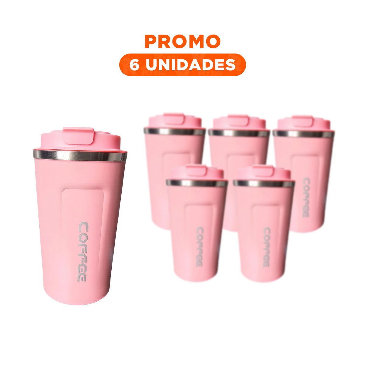 PACK6 RECIPIENTE REUTILIZABLE DIGITAL 510ML ROSADO RESISTENTE Y LIGERO YREGALO STICKER - 1
