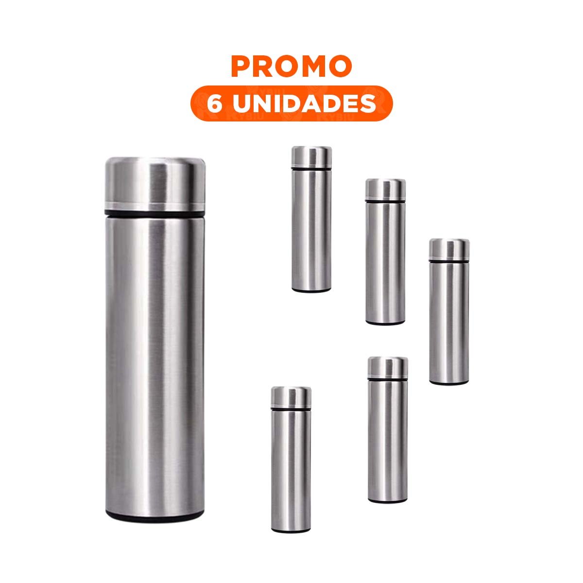PACK6 RECIPIENTE COMPACTO DIGITAL 500 ML PLATEADO LIGERO YREGALO STICKER - 1