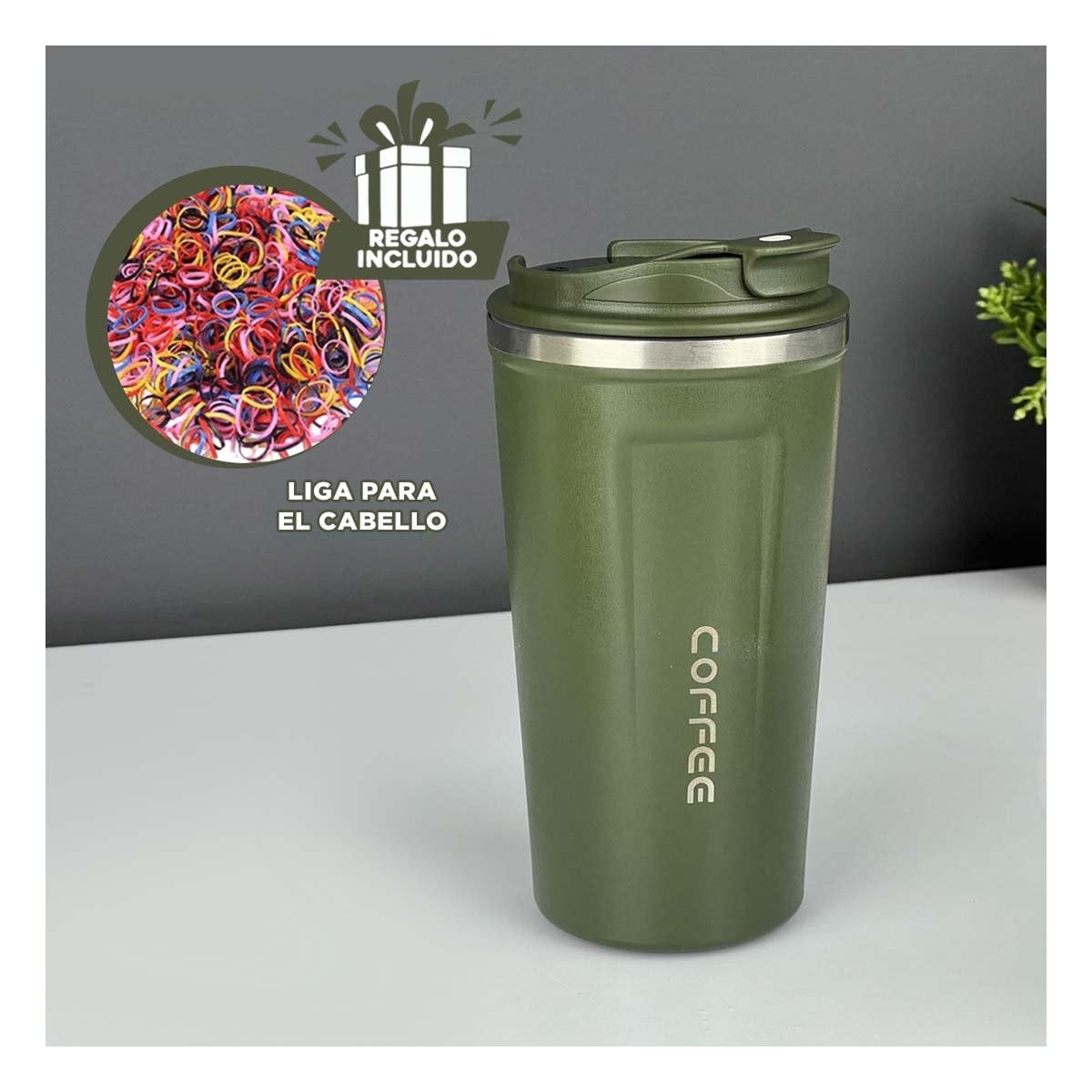RECIPIENTE TERMICO DIGITAL 510ML VERDE PETROLEO CON DISPLAY SUPERIOR YLIGAS REGALO - 2