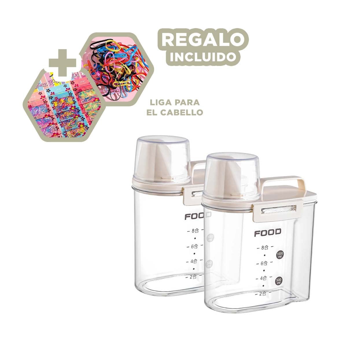RECIPIENTE CON BOQUILLA TAPA Y ASA DE 1L EN COLOR CREMA PARA COCINA YLIGAS REGALO - 2