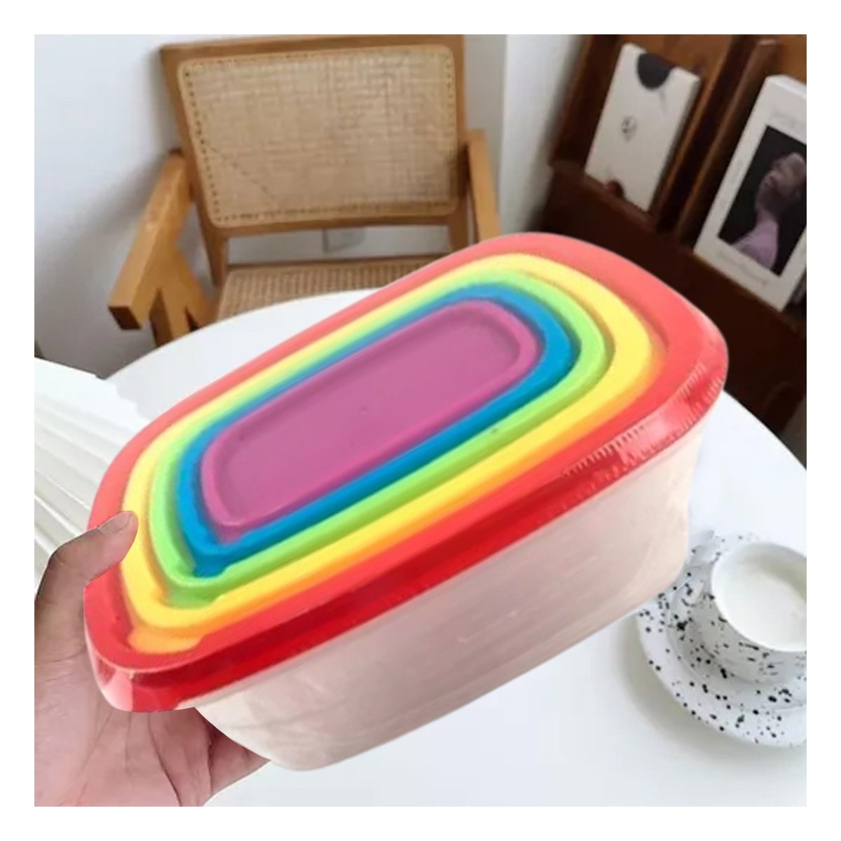 PACK6 CONTENEDOR DE COCINA RECTANGULAR 5 PIEZAS MULTICOLOR RESISTENTE YREGALO STICKER - 5