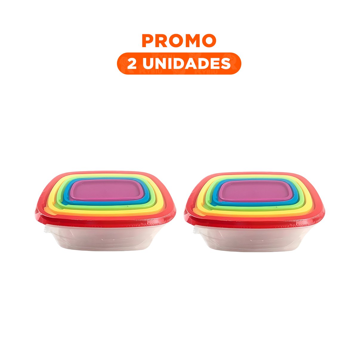 PACK2 ENVASE PLASTICO RECTANGULAR 5 PIEZAS MULTICOLOR RESISTENTE Y FUNCIONAL YREGALO STICKER - 1