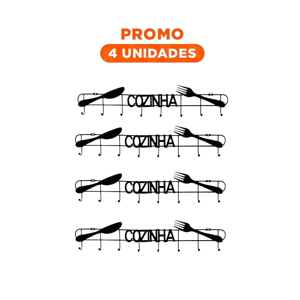 PACK4 PERCHERO NEGRO CON GANCHOS PARA APROVECHAR ESPACIO EN LA COCINA - 1
