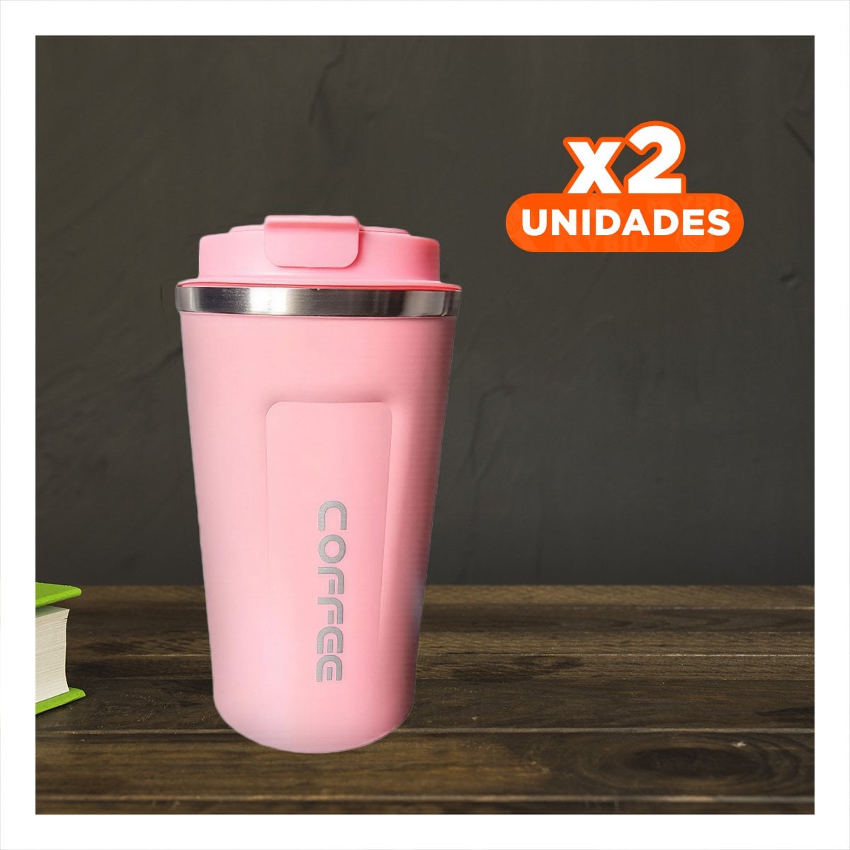 PACK2 VASO INTELIGENTE 510ML ROSADO CON IMAGEN MODERNA Y FUNCIONAL - 1