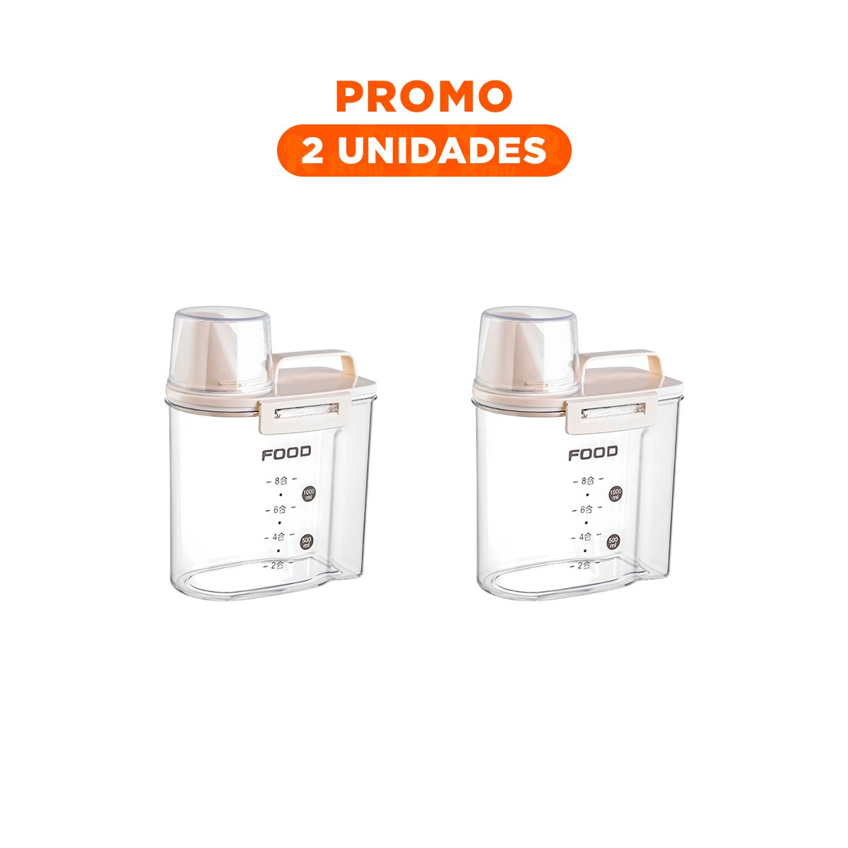 PACK2 VASIJA CON BOQUILLA TAPA Y ASA DE 1L EN COLOR CREMA DE USO DIARIO YREGALO STICKER - 1