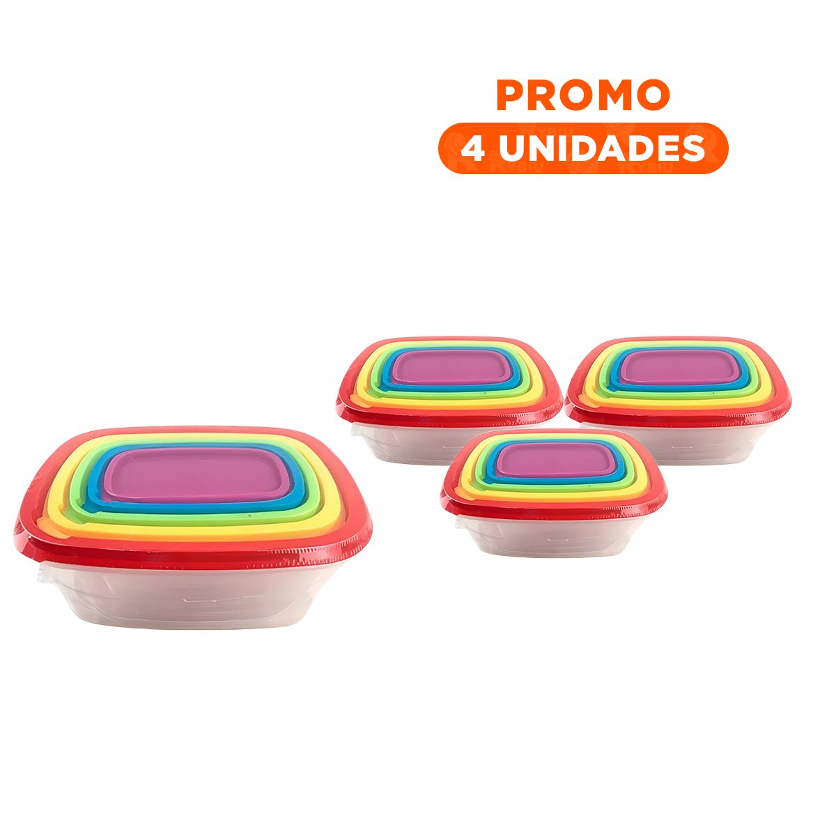 PACK4 CONTENEDOR PLASTICO RECTANGULAR 5 PIEZAS MULTICOLOR DE USO DIARIO - 1
