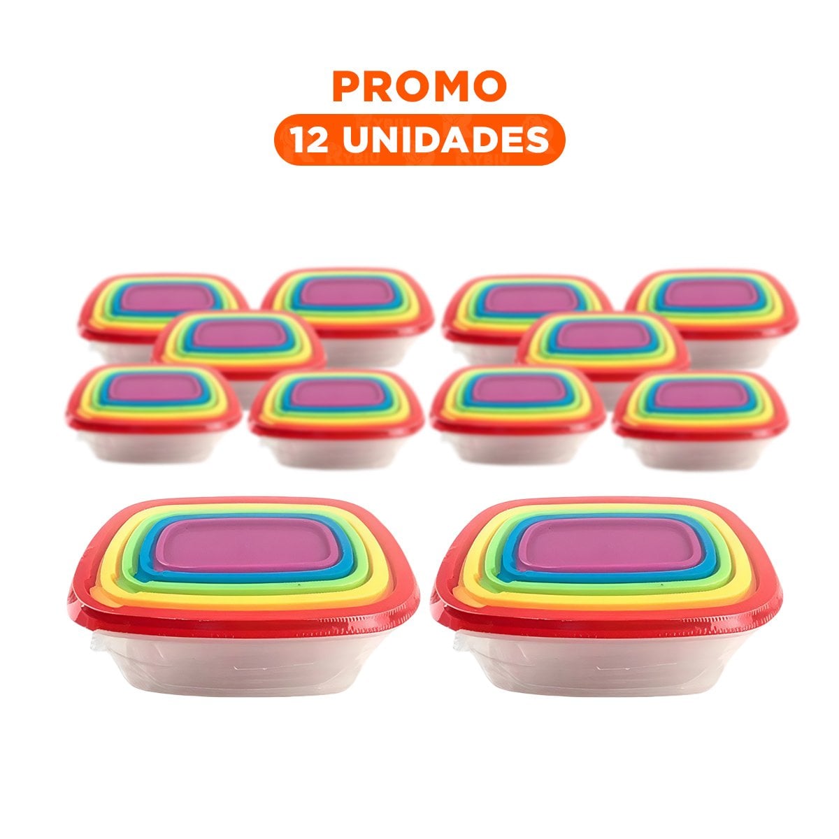 PACK12 HERMETICO DE COCINA RECTANGULAR 5 PIEZAS MULTICOLOR CON BUEN SELLADO - 1