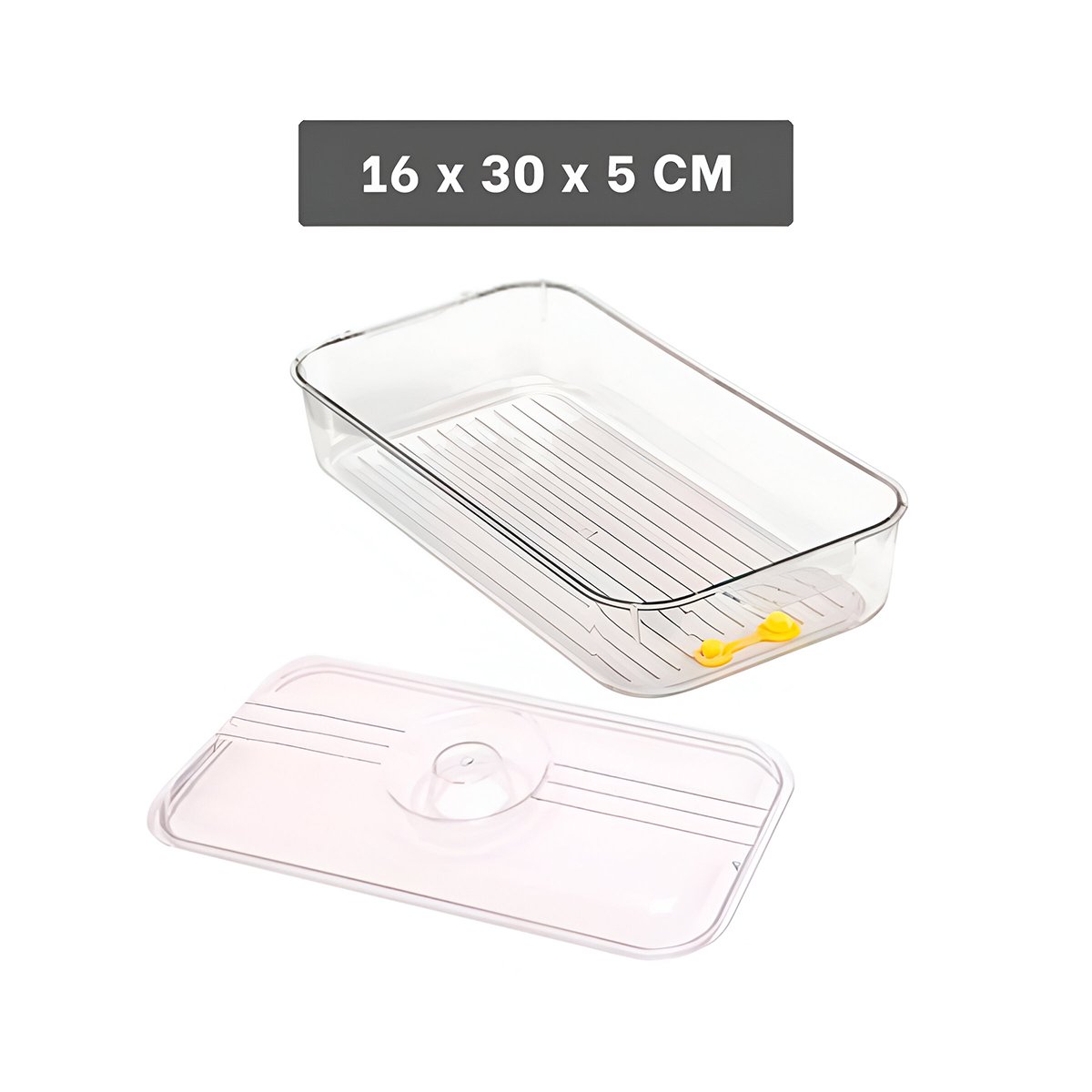 PACK6 CONTENEDOR CON TAPA RECTA APILABLE 30X16X5CM TRANSPARENTE Y+REGALO STICKER - 4