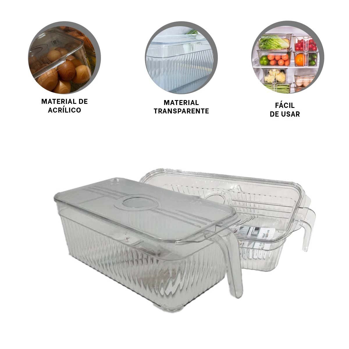 BANDEJA RECTANGULAR PARA REFRIGERADOR CON AGARRE 26X15X30CM TRANSPARENTE Y+PAPEL REGALO - 5