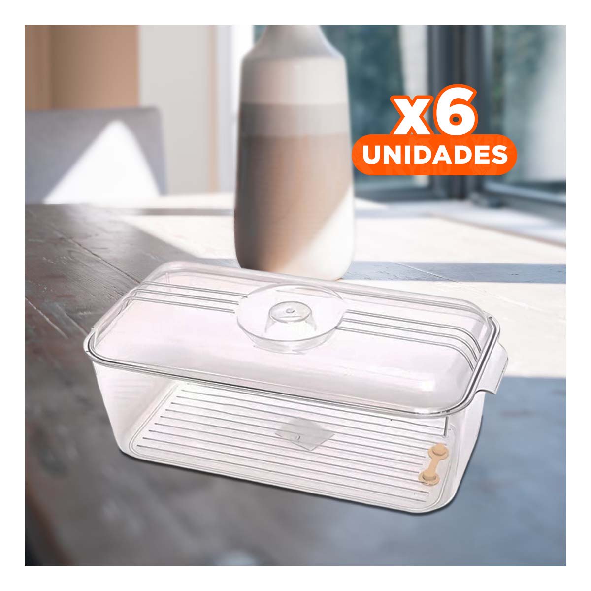 PACK6 ORGANIZADOR DE COCINA CON ASAS PEQUEÑAS 30X15X15CM TRANSPARENTE Y+PAPEL REGALO - 1