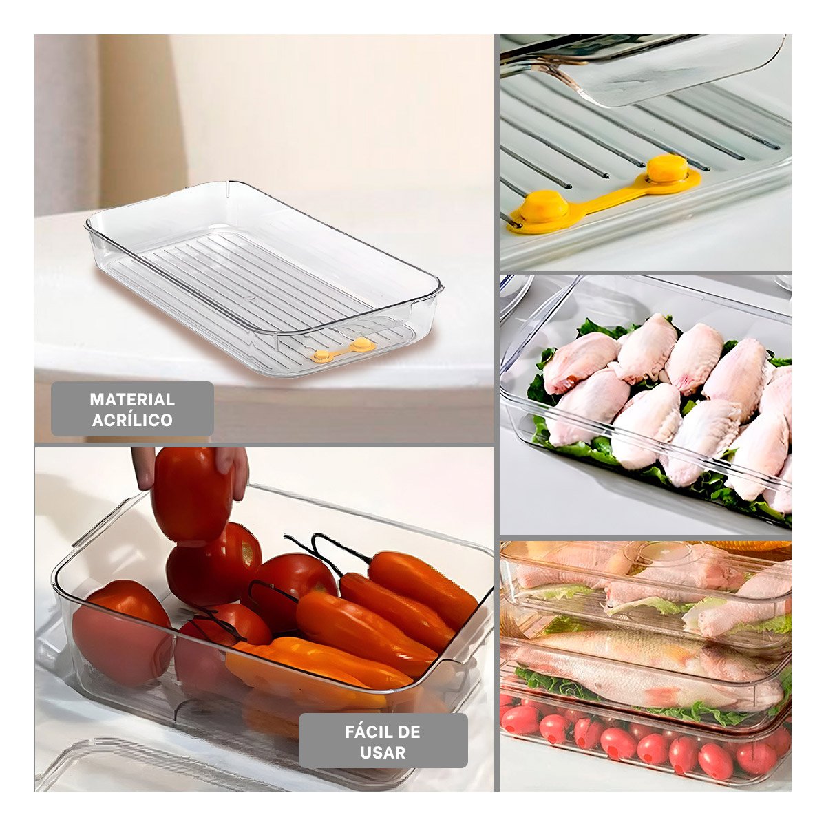 PACK12 CONTENEDOR LIVIANO CON ASAS 30X16X5CM TRANSPARENTE - 2
