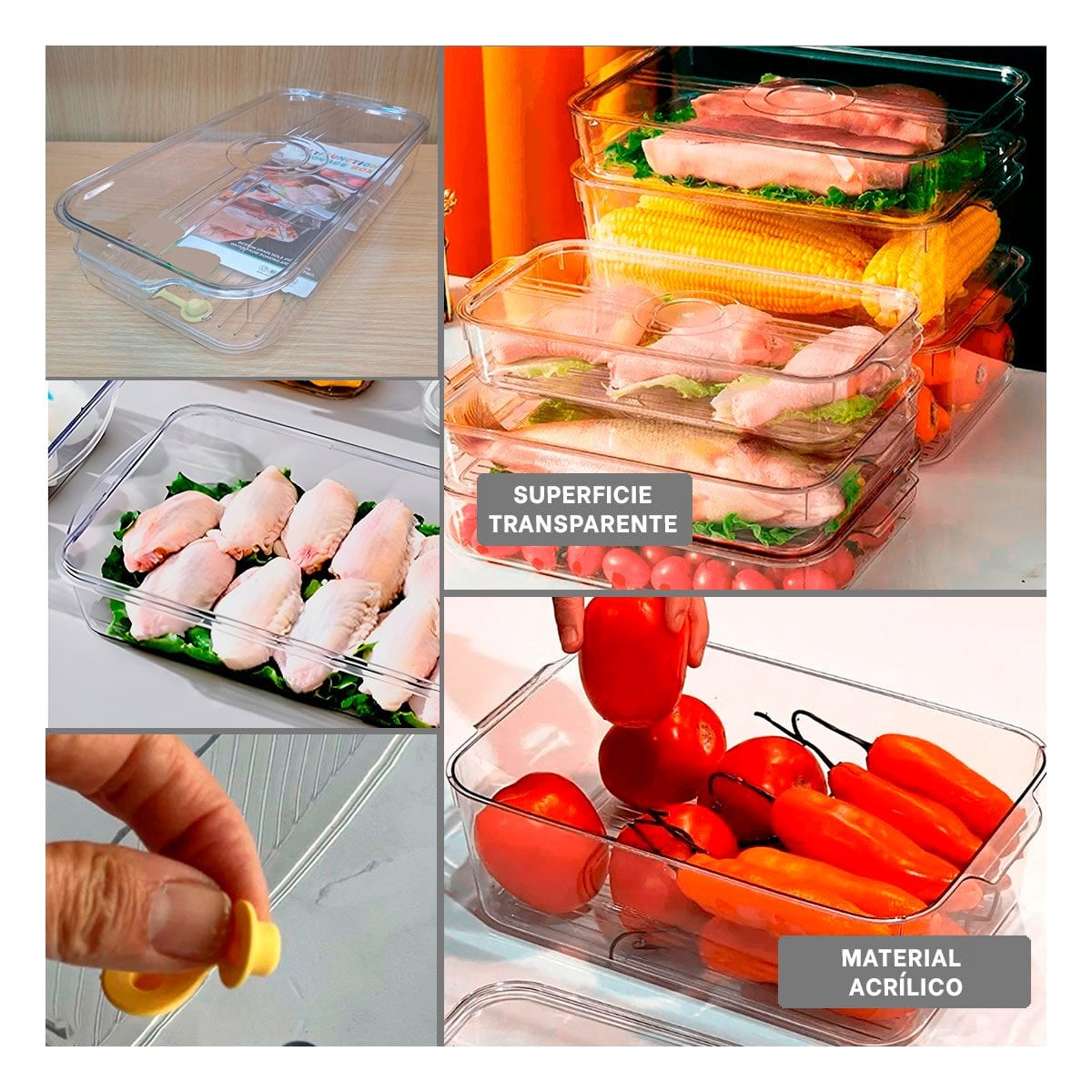 BANDEJA APILABLE DE ACRILICO CON DESAGUE 30X16X5CM TRANSPARENTE Y+POST IT - 2