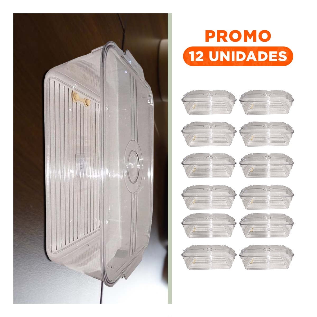 PACK12 ORGANIZADOR VISIBLE PARA CLASIFICAR COMIDA 30X15X15CM TRANSPARENTE - 1