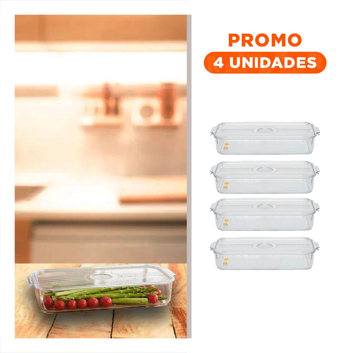 PACK4 DEPOSITO DE COCINA APILABLE CON GRAN VISIBILIDAD 30X16X5CM TRANSPARENTE - 1
