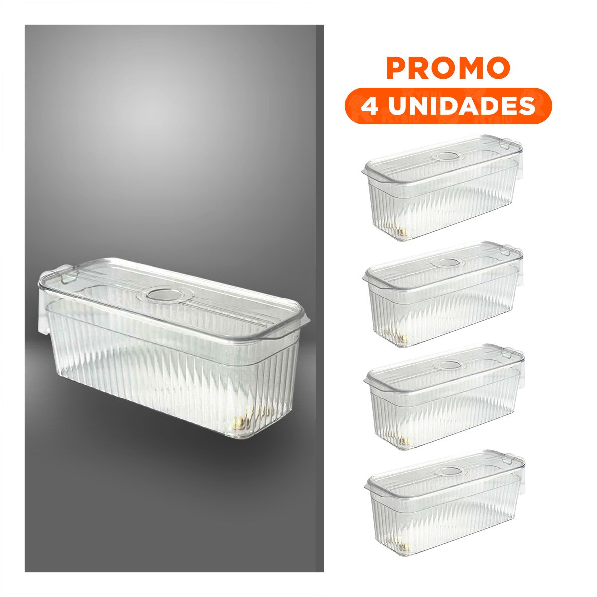PACK4 CHAROLA MULTIUSO DE FACIL EXTRACCION 26X15X30CM TRANSPARENTE - 1