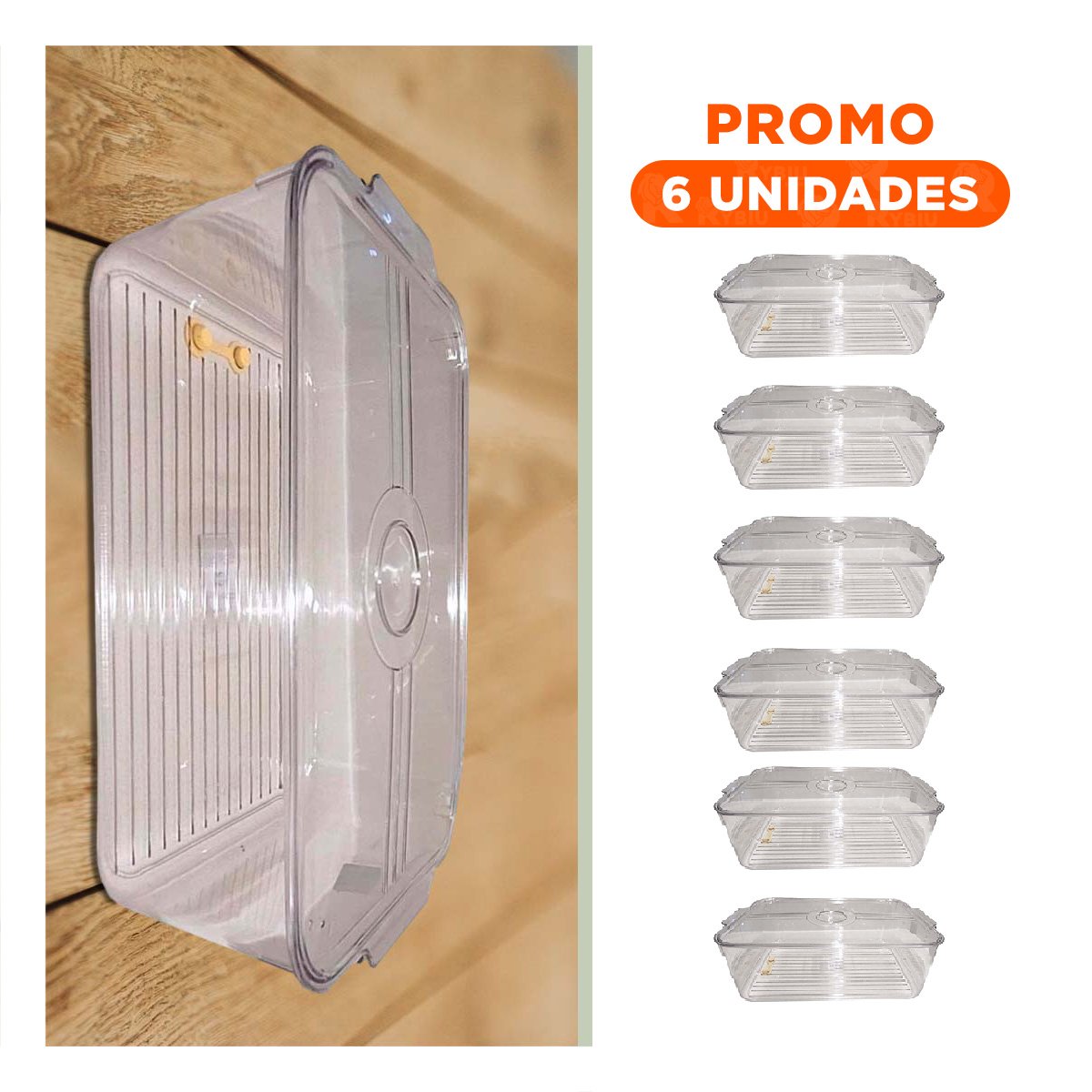 PACK6 ORGANIZADOR MULTIUSO PARA REFRIGERADOR 30X15X15CM TRANSPARENTE Y+REGALO STICKER - 1
