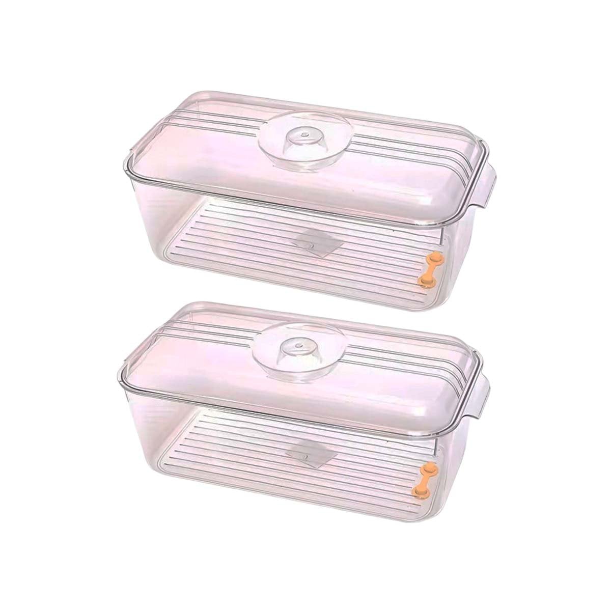 PACK2 CHAROLA ORGANIZADORA PARA VERDURAS Y CARNES 30X15X15CM TRANSPARENTE Y+REGALO STICKER - 2