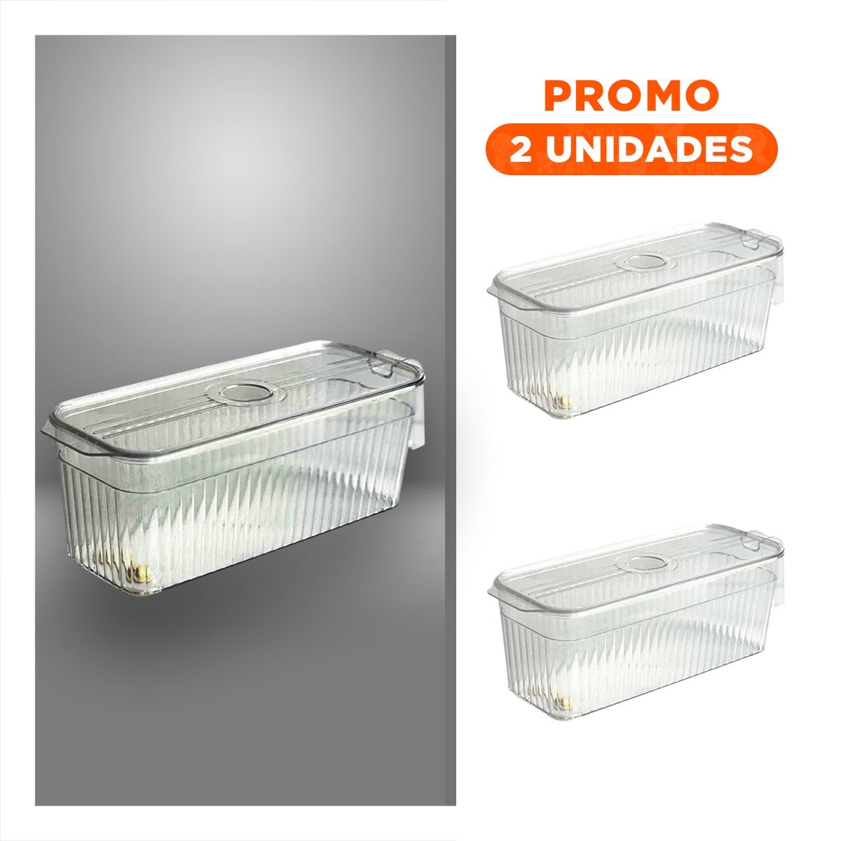 PACK2 CHAROLA ORGANIZADORA PARA REFRIGERADORA 26X15X30CM TRANSPARENTE Y+REGALO STICKER - 1