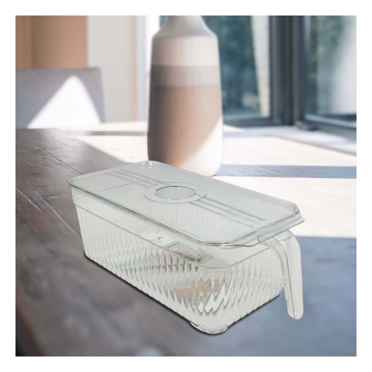 PACK2 CHAROLA ORGANIZADORA PARA REFRIGERADORA 26X15X30CM TRANSPARENTE Y+REGALO STICKER - 3