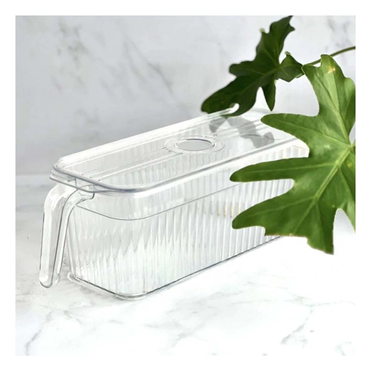 BANDEJA DE ACRILICO CON TAPA RECTA Y MANGO LARGO APILABLE 26X15X30CM TRANSPARENTE - 1