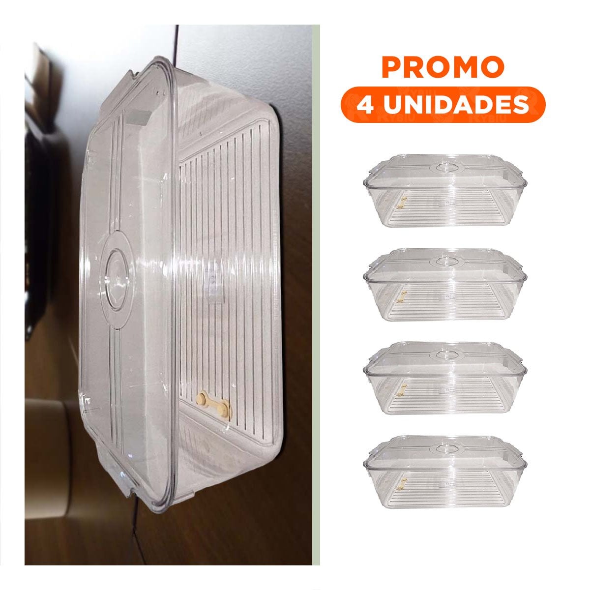 PACK4 CHAROLA MULTIUSO QUE MANTIENE FRESCURA 30X15X15CM TRANSPARENTE - 1