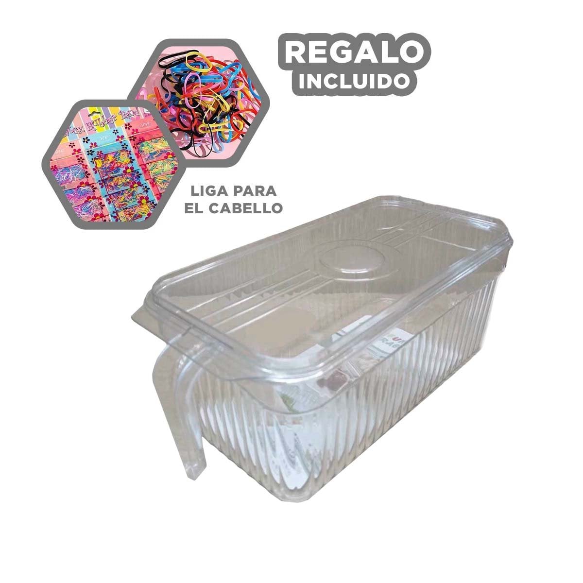 BANDEJA MULTIUSO CON MANGO PARA FACIL ACCESO 26X15X30CM TRANSPARENTE Y+LIGAS REGALO - 2