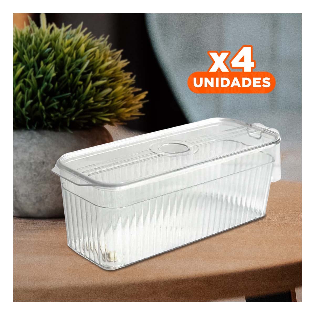 PACK4 CHAROLA CON AGARRE FRONTAL PARA ORDEN 26X15X30CM TRANSPARENTE Y+PAPEL REGALO - 1