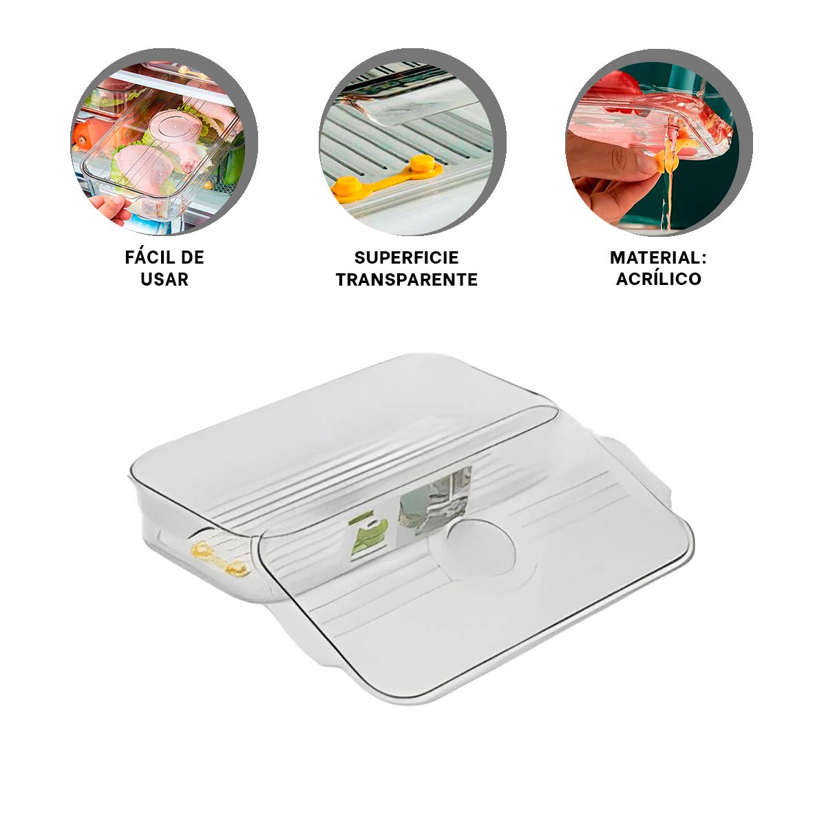 BANDEJA TRANSPARENTE DE COCINA CON DRENAJE Y ASAS PEQUEÑAS 30X16X5CM Y+PAPEL REGALO - 5