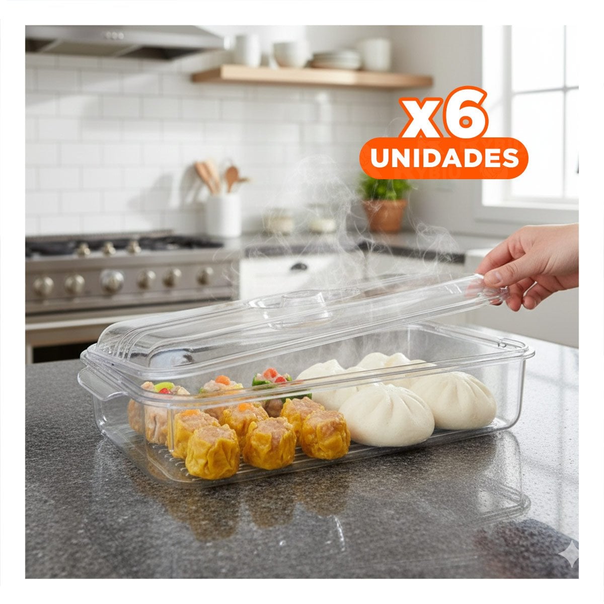 PACK6 CAJA ORGANIZADORA PARA FRUTAS Y VERDURAS 30X16X7CM TRANSPARENTE - 1