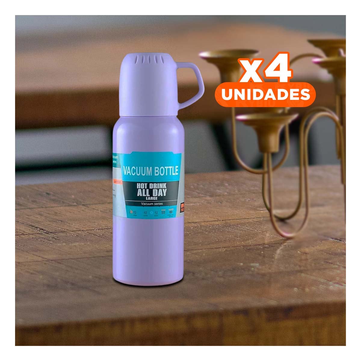 PACK4 VASO REUTILIZABLE 500 ML CON 3 TAZAS LILA PARA CONSUMO DIARIO Y+REGALO STICKER - 1