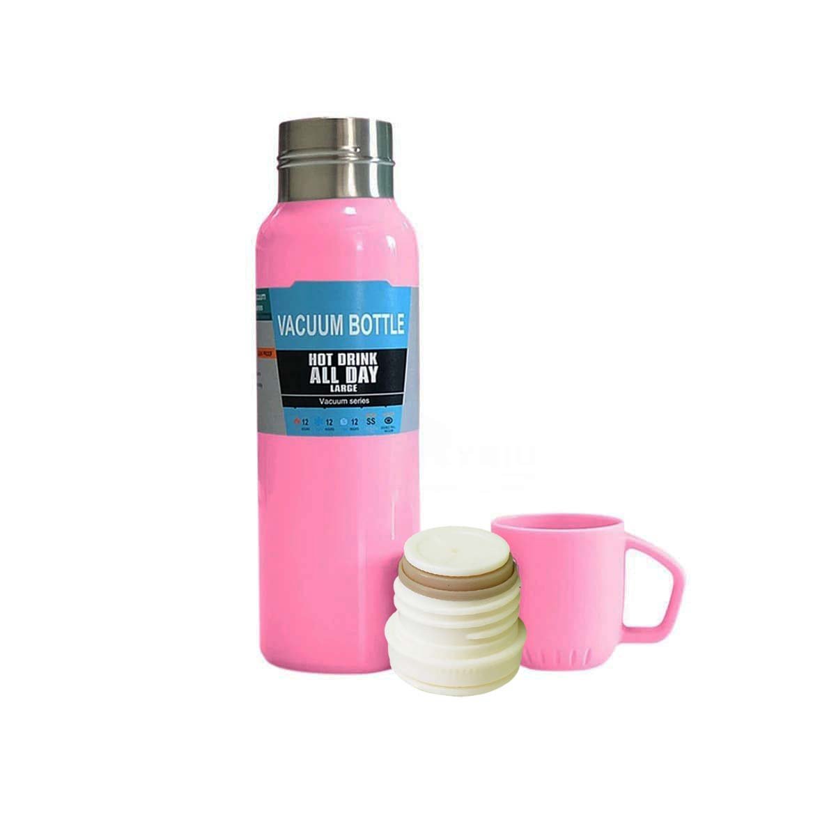 PACK6 RECIPIENTE PORTATIL DE 500ML CON 3 TAZAS ROSADO DURADERO RESISTENTE Y+REGALO STICKER - 2