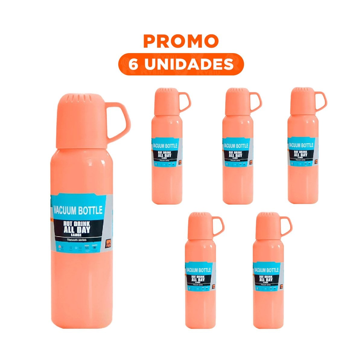 PACK6 JARRA TERMICA 500 ML CON 3 TAZAS NARANJA PARA REUNIONES Y+REGALO STICKER - 1