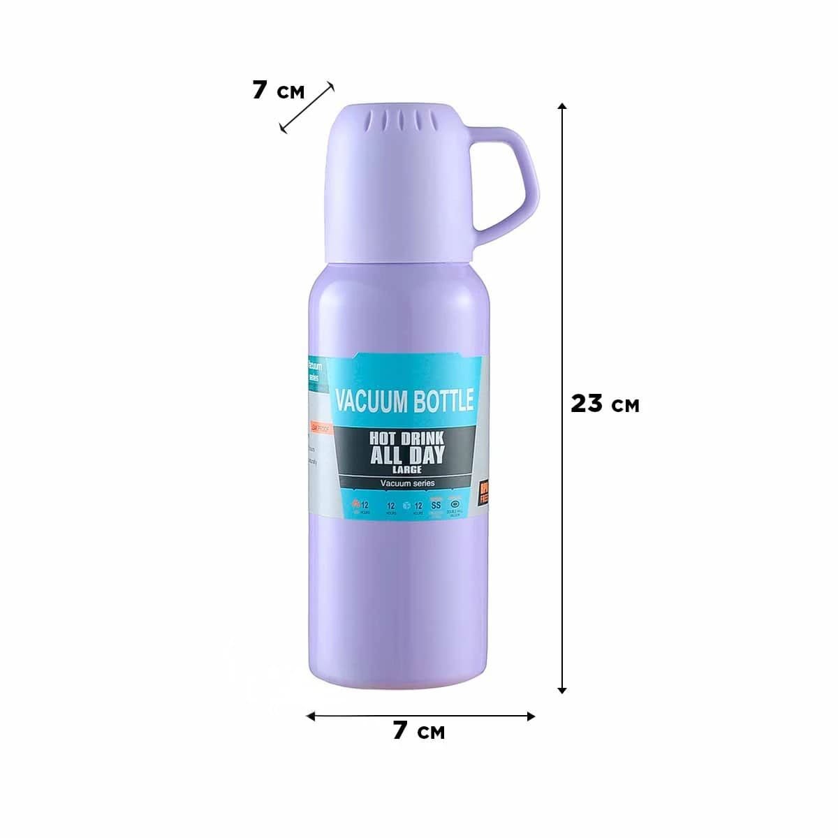 PACK2 BOTELLA PORTATIL 500 ML CON 3 TAZAS LILA PARA VIAJES CORTOS Y+REGALO STICKER - 4