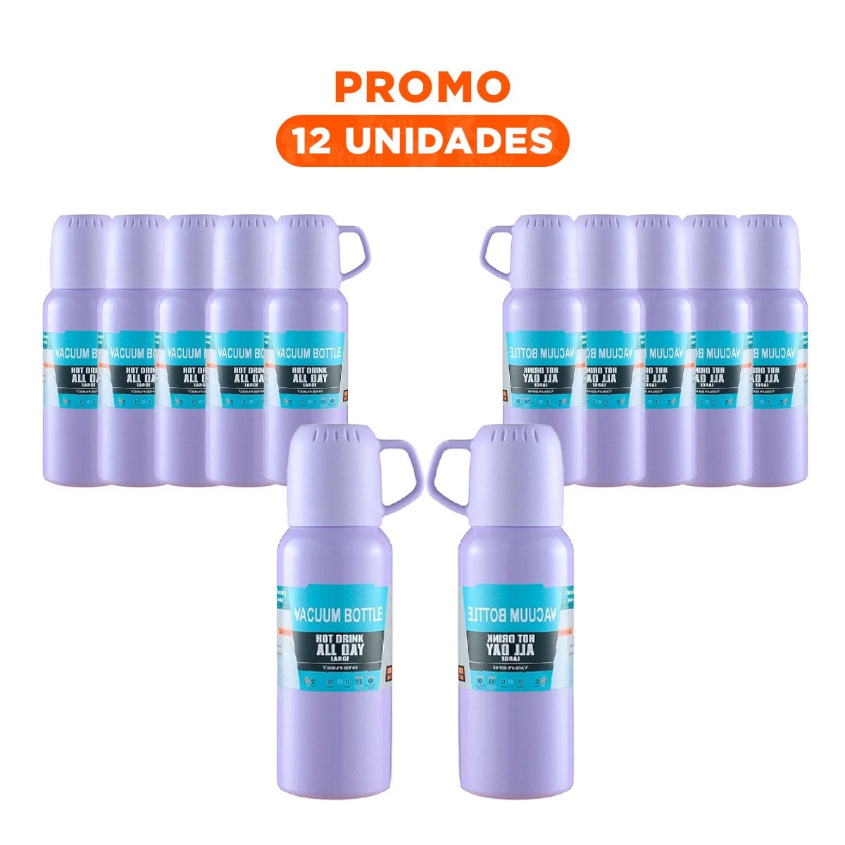 PACK12 JARRA TERMICA 500 ML CON 3 TAZAS LILA PARA REUNIONES - 1