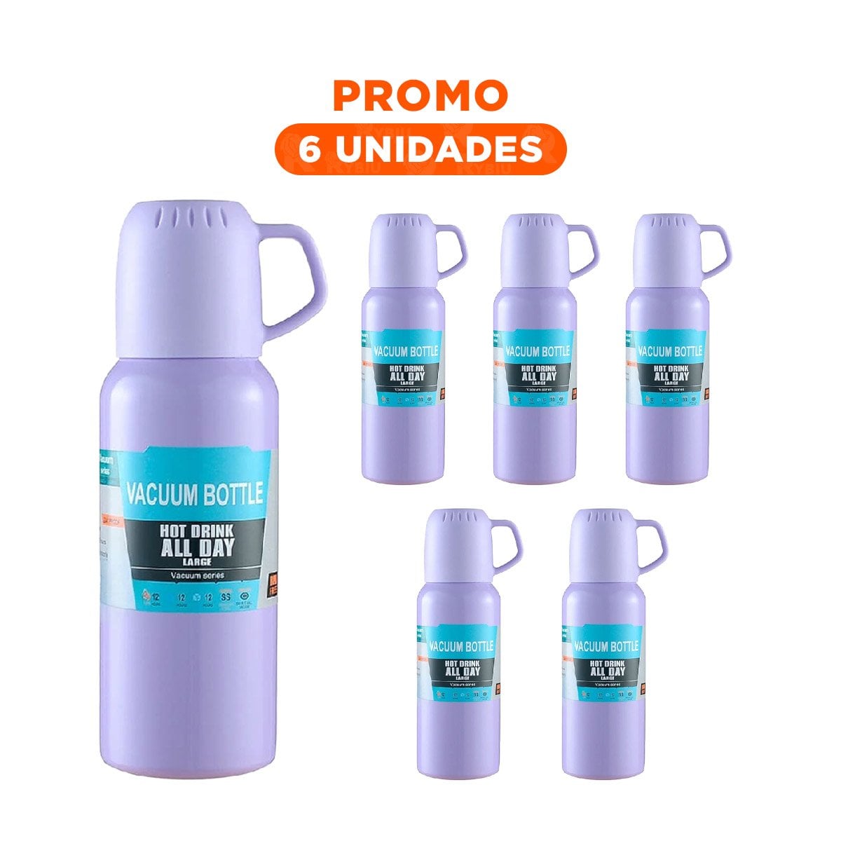 PACK6 VASO RESISTENTE 500 ML CON 3 TAZAS LILA PARA TRABAJO CONTINUO Y+REGALO STICKER - 1
