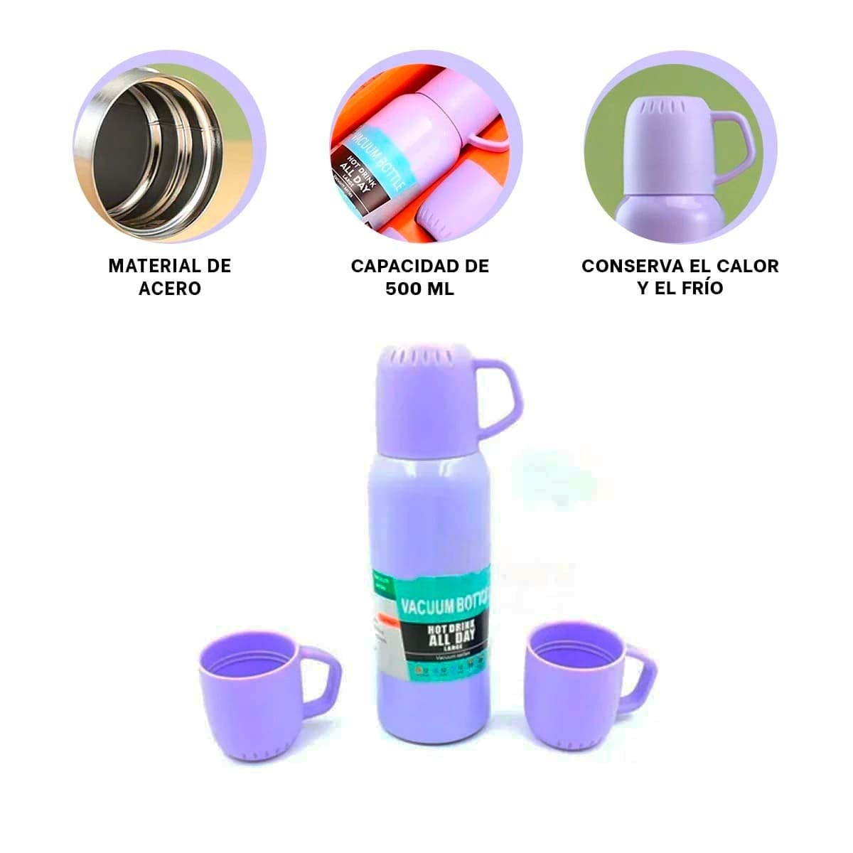 PACK6 VASO RESISTENTE 500 ML CON 3 TAZAS LILA PARA TRABAJO CONTINUO Y+REGALO STICKER - 2