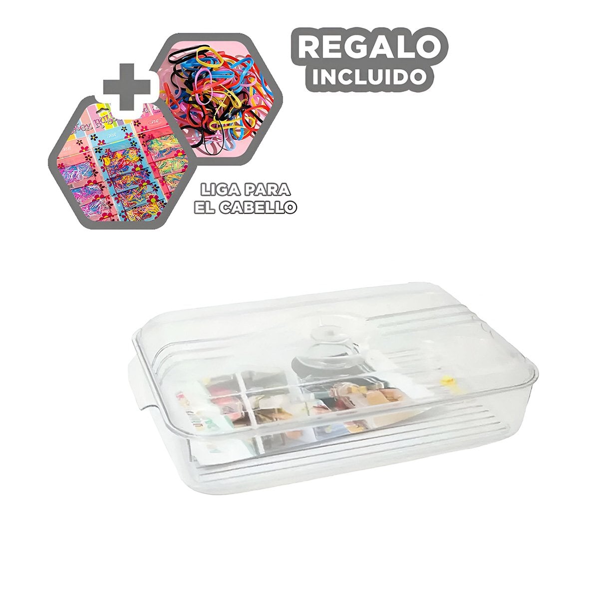 BANDEJA DE COCINA PARA CONSERVAR ALIMENTOS FRESCOS 30X16X7CM TRANSPARENTE Y+LIGAS REGALO - 2